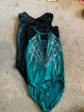 Green/teal Sparkle 2 pack Gymnastics Leotard adult small